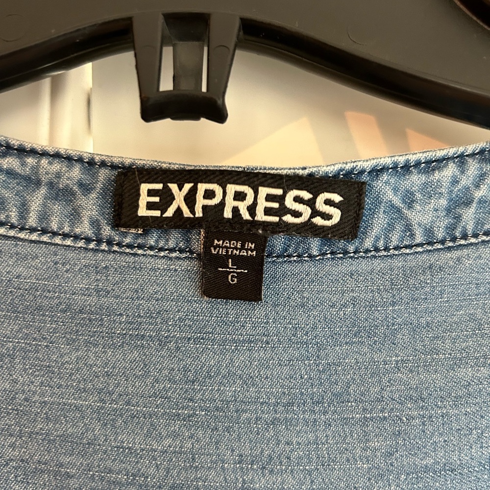 Express Denim Long Sleeve Dress - size large - Picture 6 of 7